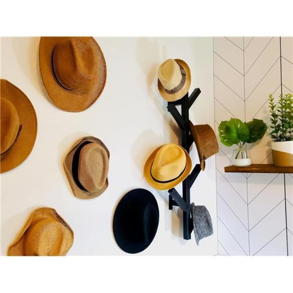 Coat Rack & Hat Rack - Modern Design - Wall Mounted - Stylish - (Black) - Picture 6 of 6